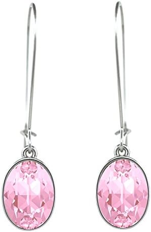 CP Oval Puzzle Light Rose Rhodium Plated Earrings Made with Swarovski Crystals