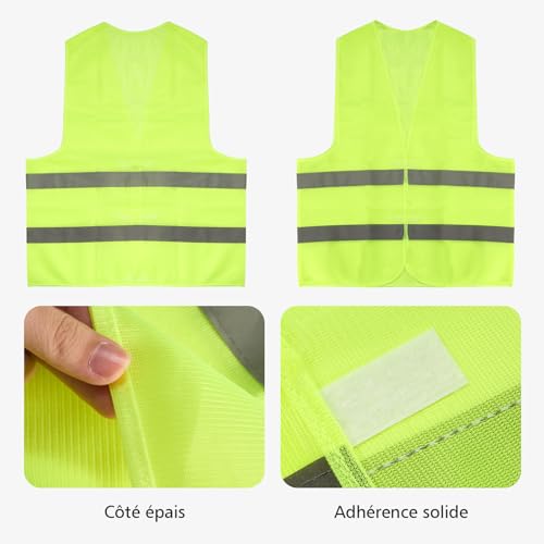 4 Pack Reflective Vest | Fluorescent Vest with Reflective Strips | High Visibility Vest for Car, Construction | Fluorescent Green