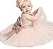 Newborn Toddler Baby Girls Sequins Bowknot Floral Princess Dresses (0-6 Months, Pink)