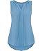 POETSKY Women Summer Chiffon Pleated Blouses Shirt Sleeveless V Neck Tank Top