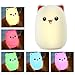 Cat Lamp, Baby Night Light, Nightlights for Children, Night Light for Kids/Girls/Boys, Cute Kitty Lamp, Tap Control, Soft Silicone Cat Night Light, USB Rechargeable, Warm White & Color Breathing Modes