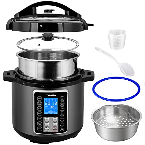Mueller 6 Quart Pressure Cooker 10 in 1, Cook 2 Dishes at Once