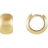 Solid 14k Yellow Gold 11.5mm Hinged Hoop Huggie Earrings Small (11mm x 6.7mm)