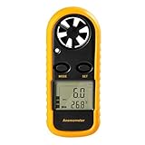 GM816 Digital Handheld Anemometer, Pocket Digital Anemometer with LCD Display for Measuring Wind Speed, Temperature and Wind Chill (Yellow)