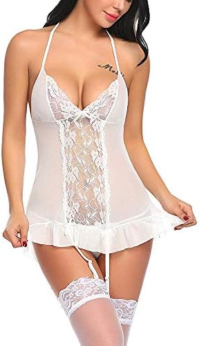 Fashion Nightwear Women's Super Soft Nylon Babydoll Dress Sleepwear, Free Size (White)
