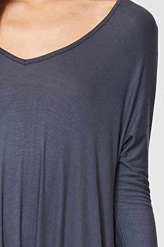 Annabelle Women's Long Sleeve Comfy Harem Jumpsuit Romper with Pockets Slate Grey Small J8002