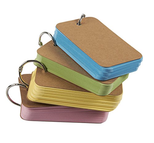 8-Pack Flash Cards with Binder Rings, 400-Piece Study Cards, Mini Index Cards, Perfect for Language Learning, 50 Blank Sheets Each Pad, 250gsm, 4 Colors, 2.2 x 3.5 Inches - Thumbnail 2