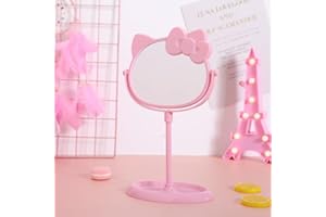 VNSPORT Desk Mirror, Kitty Cat Shape-Kawaii &Vanity Makeup Mirror for You in Bathroom or Bedroom- Pink, Birthday Gift for Hello, Kitty Fans