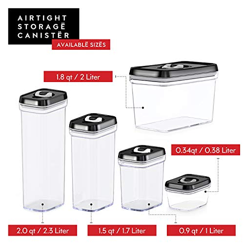 DWËLLZA KITCHEN Airtight Food Storage Containers - 5 Piece Set - Air Tight Lid - Kitchen & Pantry Containers - Clear Thick Plastic Canisters - BPA-Free - Keeps Food Fresh & Dry - Thumbnail 6