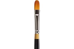 KINGART Premium Original Gold 9500-10 Filbert Series Artist Brush, Golden Taklon Synthetic Hair, Short Handle, for Acrylic, Watercolor, Oil and Gouache Painting, Size 10