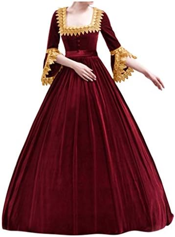 Moonuy Dress Fashion Women Vintage Gothic Court Square Collar Patchwork Dress Elegant Dress Party Long Skirt