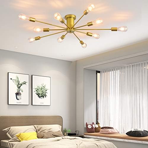 Garwarm Modern Sputnik Ceiling Chandelier Gold Industrial Ceiling