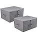 iwill CREATE PRO Folding Storage Box with Zip Lid and Handles, Rigid Storage Baskets With Linen Fabric& Plastic Board, Closet Shelf Drawers,Dark Gray, 2 pcs
