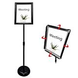 Haitian Sign Holder Poster Stand - Fits for 8.5 X 11 Inch Poster, Adjustable Stand Height, Poster Frame Revolvable to Either Horizontal or Vertical View Display, Metal Material Color Black
