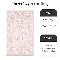 PureCozy Pink Area Rug 3x5 Entryway Rug Indoor