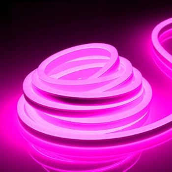 TORCHSTAR 50ft LED Neon Rope Light IP67 Waterproof, 120V Flexible Strip Lights, (150ft Max) Linkable Neon Light for Indoor & Outdoor Ambient Decoration, Commercial Building, Pink