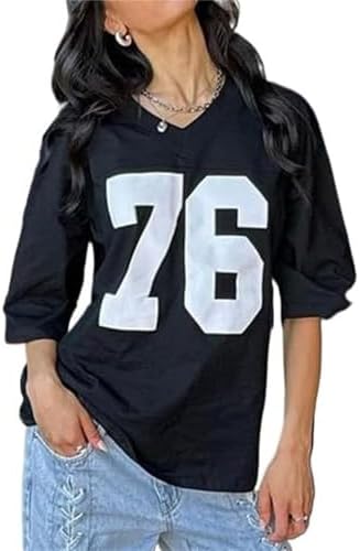 Oversized Jersey Shirts for Women Y2k Number Graphic Tees Long