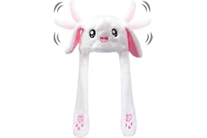 Naichuo Ear Moving Jumping Rabbit Hat Bunny Plush Cap, Halloween Easter Party Cosplay Holiday Hat for Women Girls