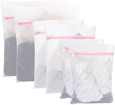 Chaowei Wash Bags, Delicates Mesh laundry Bags, Super Premium Quality Bra lingerie Protection Washing Drying Bag with Rust Proof Flow Zipper, Set of 6 (2 Medium &amp; 2 Large&amp;1 Extra Large &amp;1 Small )