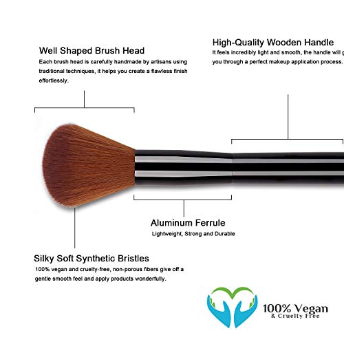 Makeup Brushes, Real Perfection 15pcs Premium Cosmetic Makeup Brush Set for Foundation Blending Blush Concealer Eye Shadow, Cruelty-Free Synthetic Fiber Bristles, Travel Makeup bag Included