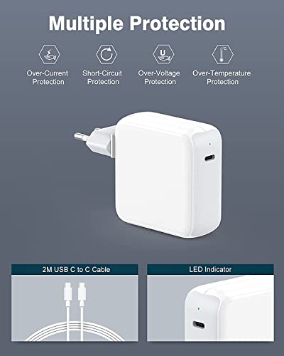 IFEART 70W USB C Charger Compatible with MacBook Air MacBook Pro 13 14 15 16 Inch 2024 2023 2022 2021 2020, M1 M2 M3 Mac Laptop, iPad, Quick Charger, USB C to C Cable 2M, LED