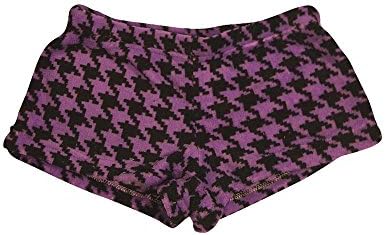Fancy Girlz - Junior Girls Plush Houndstooth Pajama Short, Purple, Black 32640-Medium