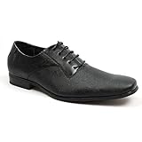 Ferro Aldo Black Herringbone Snipe Toe Men's Dress Shoes Lace up Oxfords 19277b