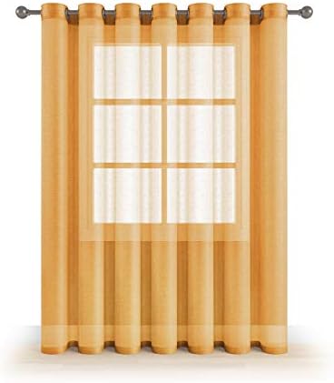 Grommet Semi Sheer Luxury 1 Double Wide Curtain Panel Window Home Decor and Upscale Design Light Penetrating Provide Privacy Soft Durable Polyester Easy Maintenance Panoramic 104”x95” Pale Miagold