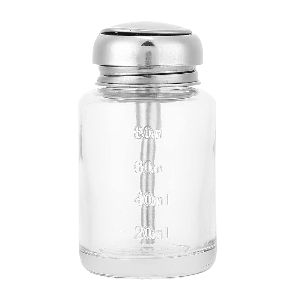 Push Down Empty Lockable Pump Dispenser Glass Bottles, Nail Art Remover Dispenser Gel Polish Remover Container Manicure Accessory, Push Down Liquid Pumping Bottle (Pump Dispenser)