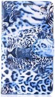 HELPYOU Blue Samsung Note 3 New Fashion Leopard Pattern Flip Stand Pouch Wallet Magnetic Leather Case With Credit Card Holder Cover for Samsung Galaxy Note 3 N9000