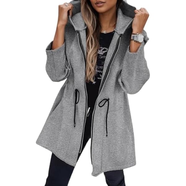 Amazon.com: Womens Zip Up Hoodies Open Front Drawstring Waist