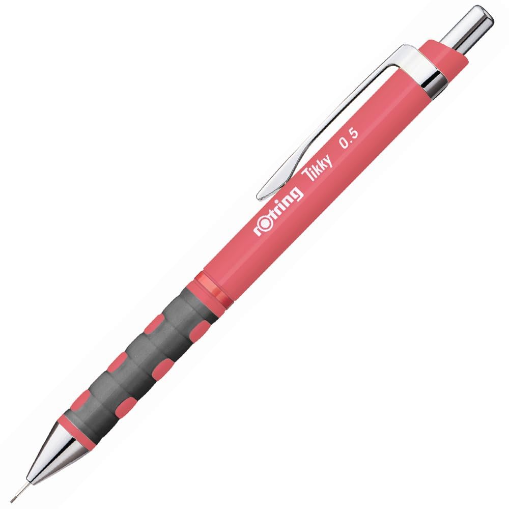 rOtring Tikky Pastel Mechanical Pencils | HB 0.5 mm | Tea Rose | with Comfort Rubber Grips | 12 Count