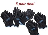 Grease Monkey Large Black Gorilla Grip Gloves (5-Pack)