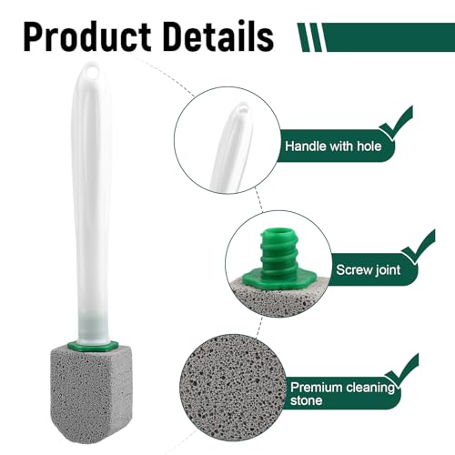 Pumice Stone Toilet Cleaner, Pack of 10 Toilet Cleaning Block with 1 Handle, Cleaning Stone for Toilet, Bathroom, Kitchen & Swimming Pools, Stubborn Stains, Limescale & Urine Stone