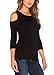 Mippo Womens Fall Winter Cold Shoulder Sweaters Tops  3/4 Sleeve Plain T Shirts Cotton Blouse Tops Loose Fit Cut Out Tunic Tops Sexy Club Party Wear Black M