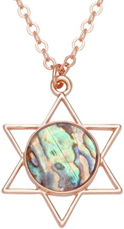 GUANDU Unisex Hexagram Six-Pointed Jewish Star of David Pendant Necklace (Rose Gold)