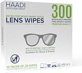 HAADI Glasses Cleaner Wipes 300 Pack 6x5 Inches Free Streaks view 2