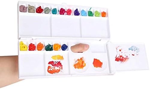 2 Pack Watercolor Plastic Folding Paint Palette Box 26 Wells for Watercolor,Gouache and Oil Paint with a Foldout Mixing Area