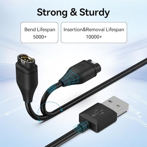 T Tersely [2-PACK] Charging Cable for Garmin Vivoactive 3 4 4s, 1M Charger for Venu 2 2s Instinct Fenix 7 7S 7X/6 6S 6X/5 5S 5X/Forerunner 255 255S 55 935/Approach S40 S42 S60/Venu sq 2 2S/D2