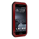 HTC One A9 Case, [Newest] Extreme Hard Gorilla Glass Luxury Aluminum Alloy Protective Metal Water Resistant Shockproof Military Bumper Heavy Duty Cover Shell Case for HTC One A9 (Red)