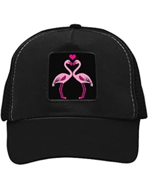Unisex Two Pink Flamingos Love Trucker Hat Adjustable Mesh Cap