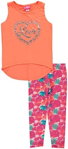 Girls Luv Pink Big Girls' "Foil Hearts" 2-Piece Outfit - coral, 7 - 8
