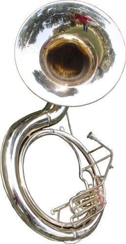 INDIAN HANDMADE BRASS FINISH SOUSAPHONE BRASS MADE TUBA MOUTH PIECE WITH CARRY BAG 25" - Thumbnail 3