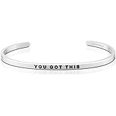 MantraBand Bracelets - Inspirational Engraved Adjustable Mantra Band Cuff Bracelet - Silver color - Gifts for Women…