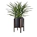 FaithLand Plant Pot 10 inch - Perfectly Fits Mid-Century Modern Plant Stand - Drainage Plug and Drainage Mesh Screen - Matte Black Planter