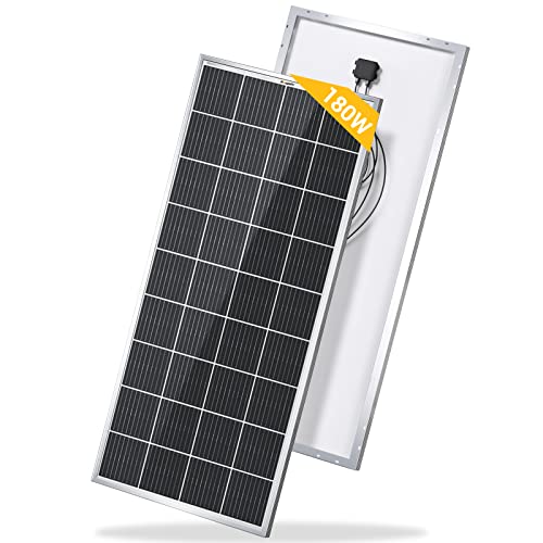 BougeRV 9BB Cell 180 Watts Mono Solar Panel,20.5% High Efficiency Module Monocrystalline Technology Work with 12 Volts Charger for RV Camping Home Boat Marine Off-Grid Black