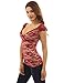PattyBoutik Women V Neck Lace Overlay Lined Top (Beige and Burgundy Small)