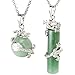 BEADNOVA 2pcs Dragon Wrapped Round Ball Cylinder Natural Aventurine Gemstone Necklace Healing Couple Pendant Necklaces Set