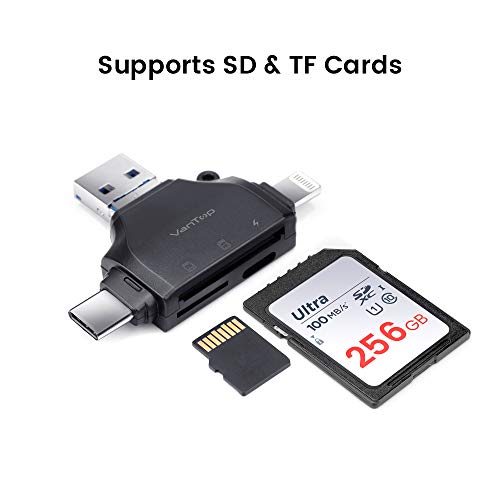 VanTop 4 in 1 SD Card Reader for iPhone, iPad, Andriod Phones,DSLR