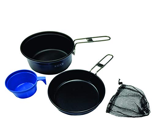Azteq Trip Backpacker Non-Stick Cookware Mess Chow Kit with Mesh Carry Bag, 3 Piece